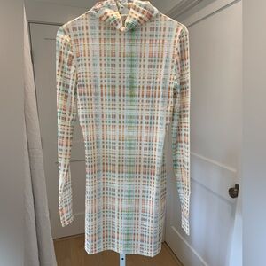 NWT ATOIR Mesh Plaid Long Sleeve Mini Dress size Small (Australian size 8)